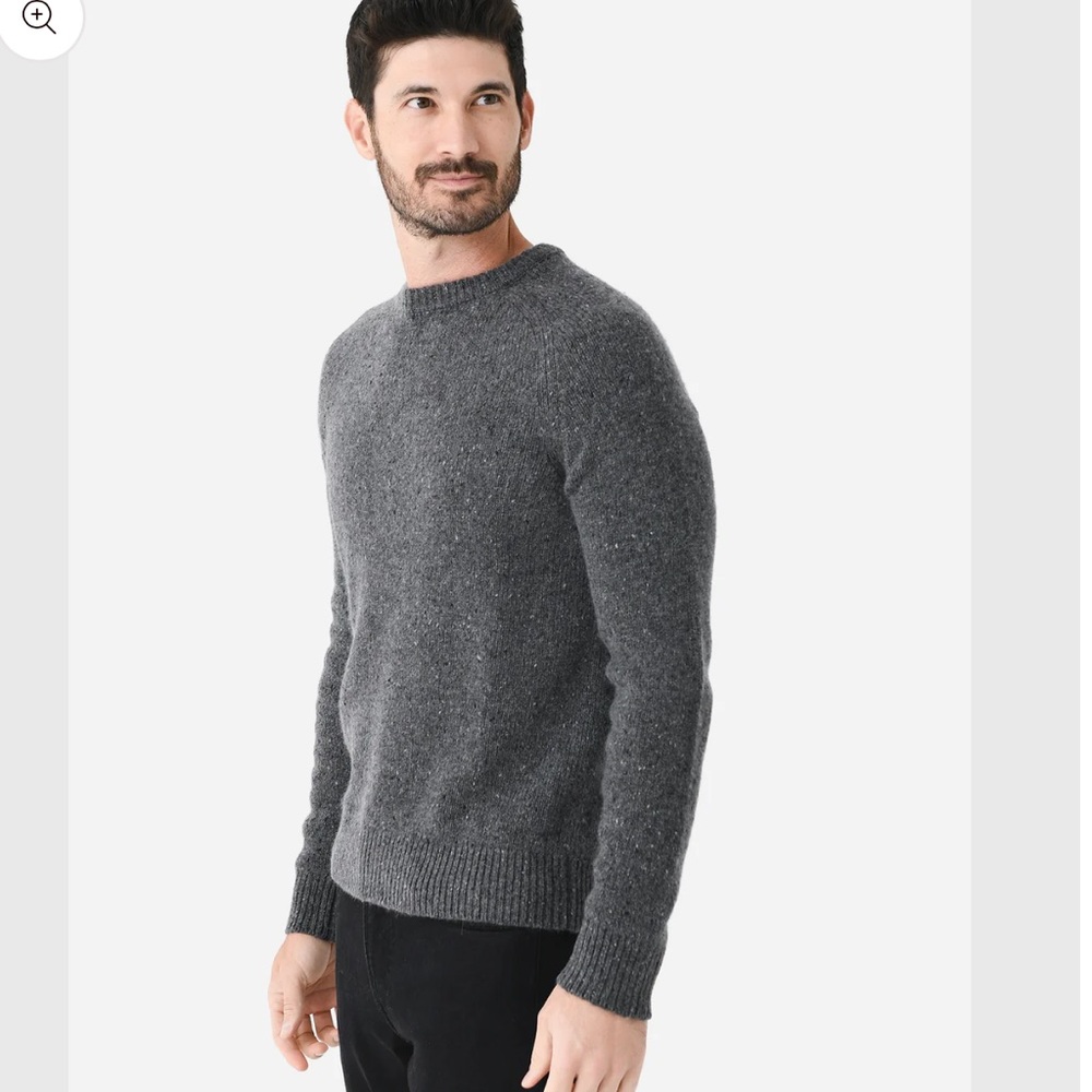 NWT Faherty Donegal Wool Crew Neck Sweater Mens XL Charcoal Gray MYH2303 $178